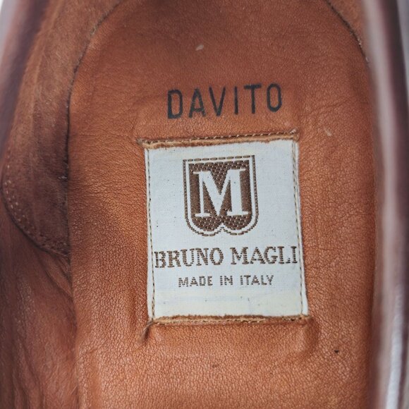 Vintage NEW Bruno Magli Italy Men 10 Brown Leather Dress Shoes Loafers Old Stock main image 7